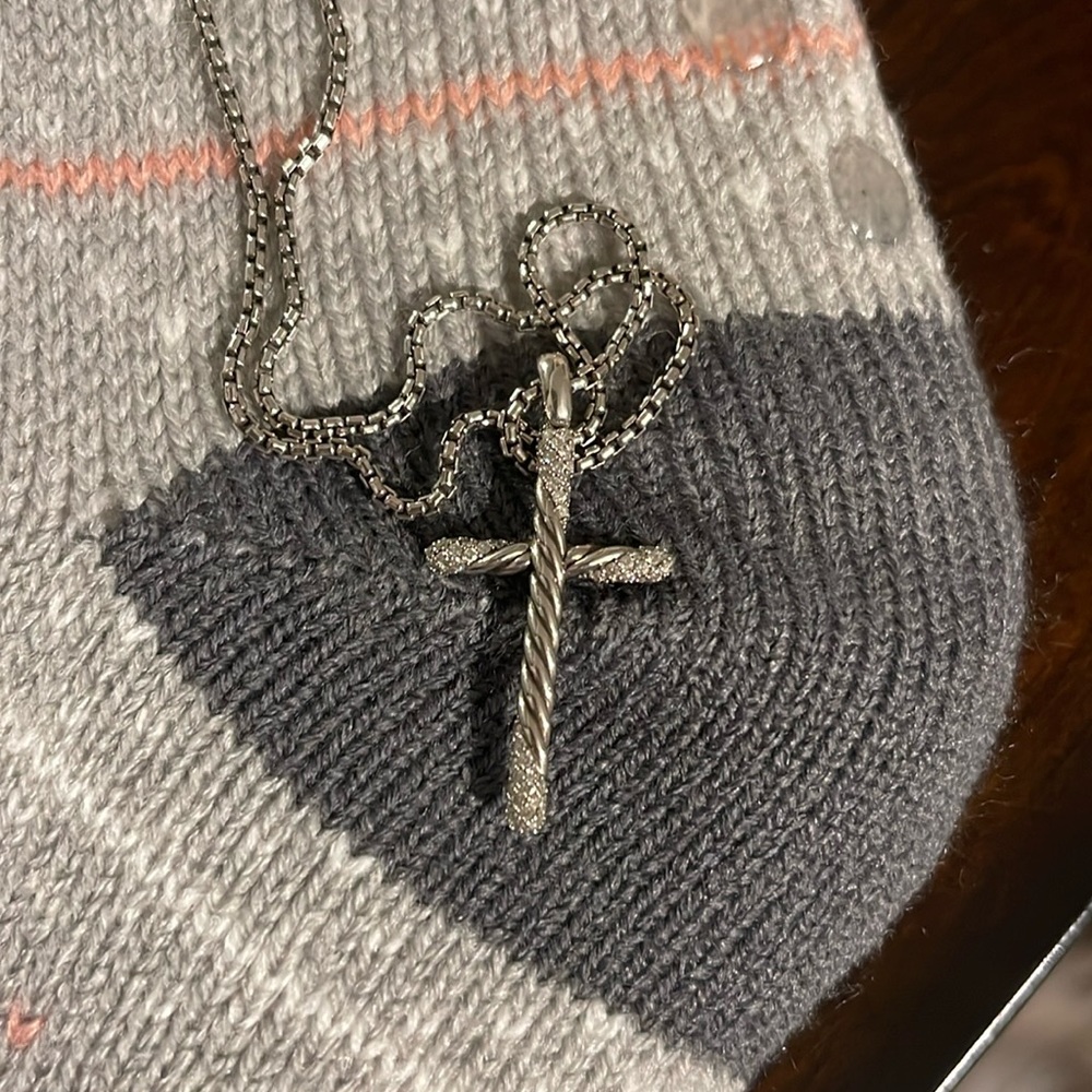 David Yurman Diamond Cross Necklace